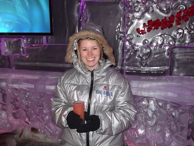 At the Ice Bar in Barcelona